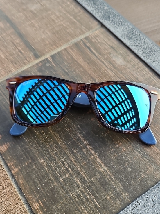 Ray-Ban Tortoise Frame Sunglasses with Blue Lenses main image 6